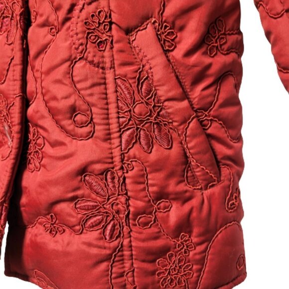 Womens Red Coat Winter Jacket Long Sleeve Red Outerwear- Size S - Picture 3 of 11